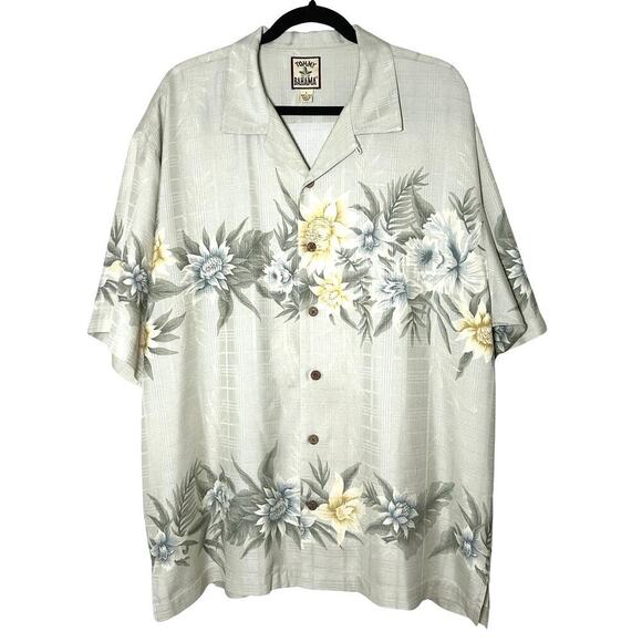Tommy Bahama Men’s 100% Silk Floral Short Sleeve Button Down Shirt Size Large - Picture 1 of 8
